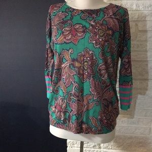 Ann Taylor Loft Paisley and Stripe Sweater